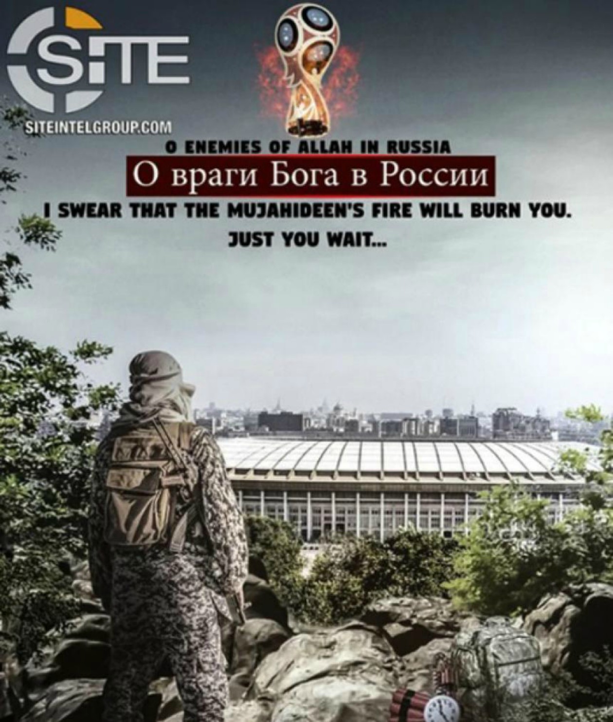 El primer afiche que emitió hoy ISIS con amenaza hacia el Mundial.