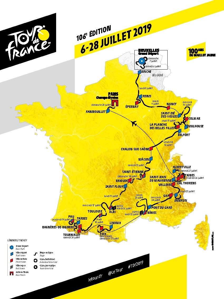Recorrido del Tour de Francia 2019. 
