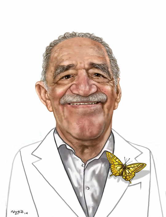 Caricatura del escritor colombiano Gabriel García Márquez, realizada por Raúl de la Nuez,