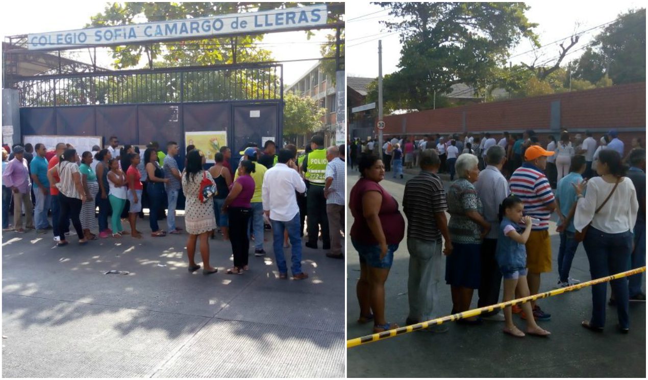 Así fueron las filas cuando se abrió el puesto de votación en el Sofía Camargo de Lleras.