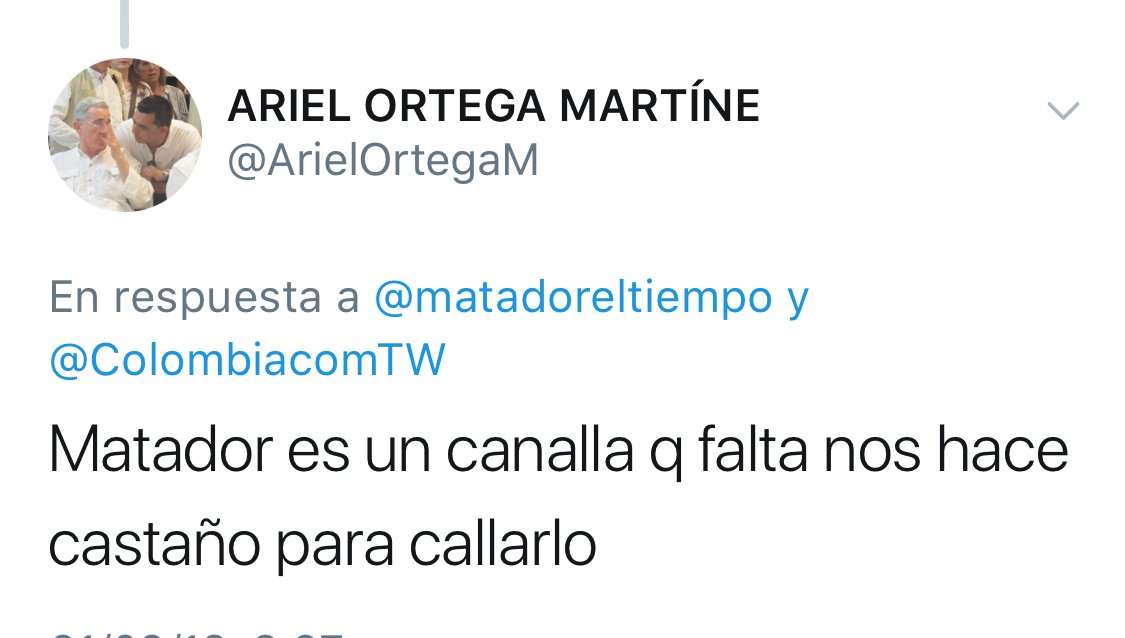 Tweet de Ariel Ortega hacia 'Matador'.