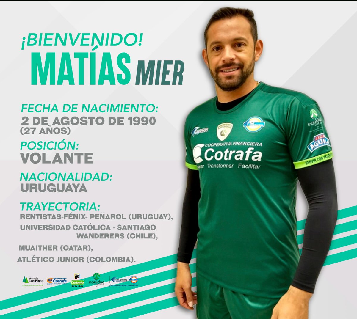El anuncio completo de La Equidad con el uruguayo Matías Mier.