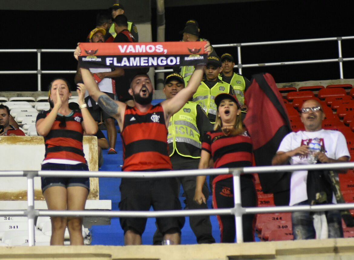 Aficionados del Flamengo presentes en el Metropolitano.