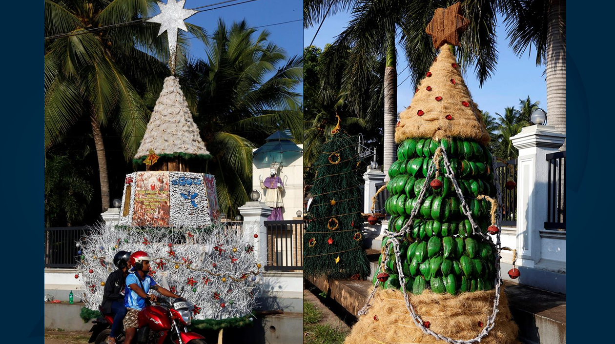 Tradicional decoración del árbol de Navidad en Sri Lanka,