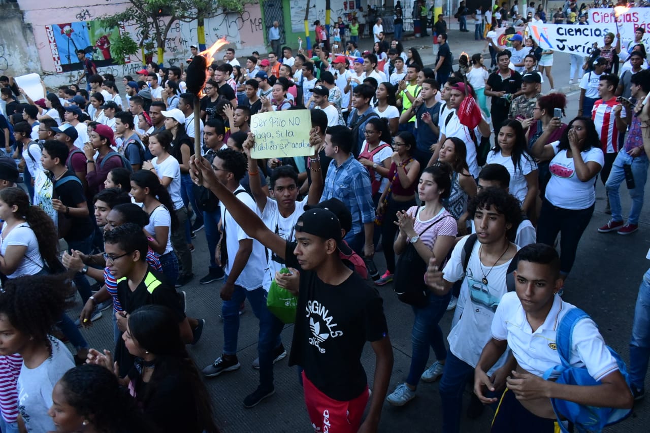 Marcha de estudiantes de la Universidad del Atlántico.