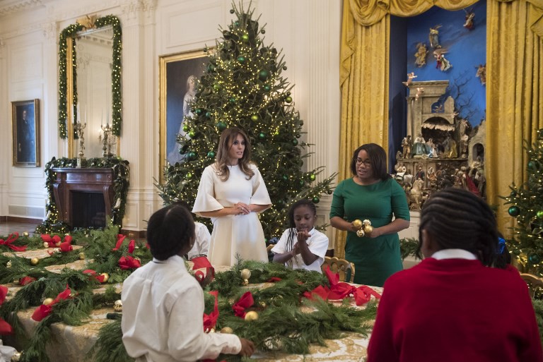 Melania durante la apertura de la temporada navideña en la Casa Blanca.