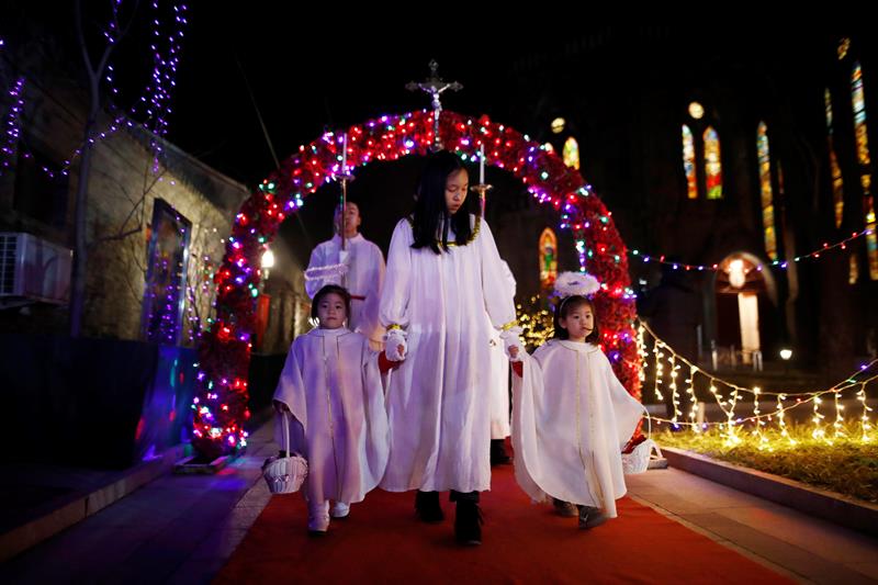 En Beijing, China, los católicos se unieron a la celebración.