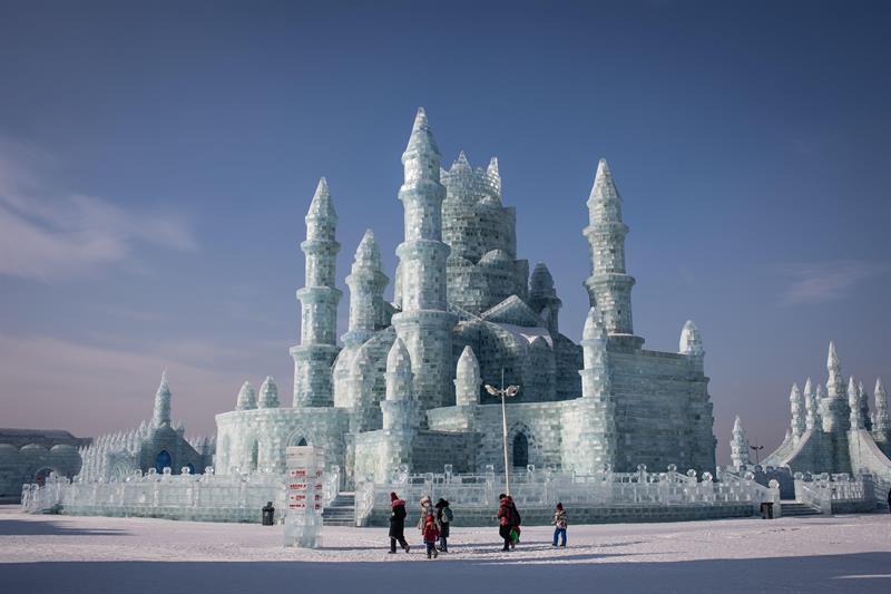 Las estructuras elaboradas en hielo son monumentales.