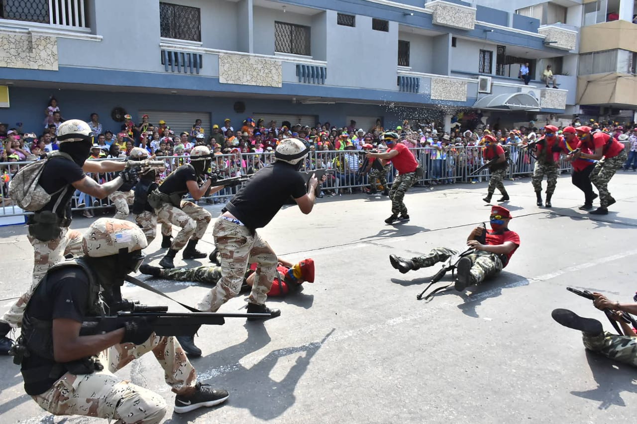 Momento de la batalla entre soldados venezolanos y americanos. 