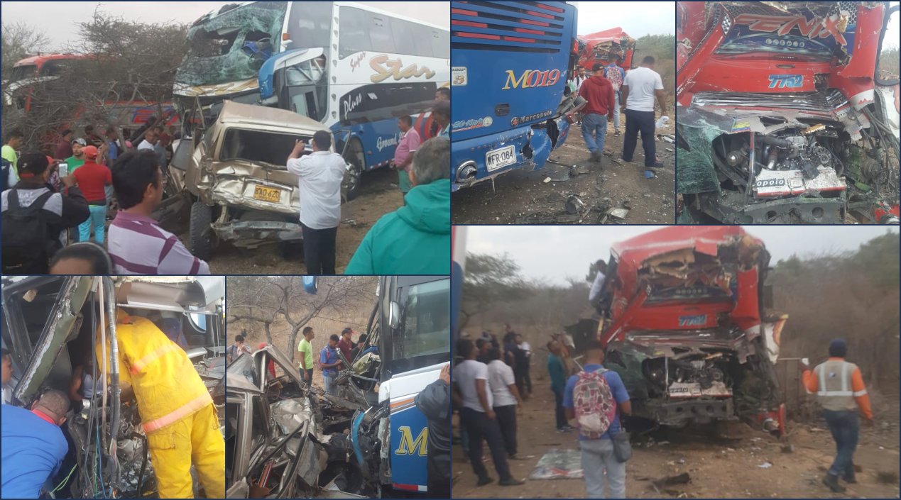Así quedaron los vehículos involucrados en el accidente en La Guajira.