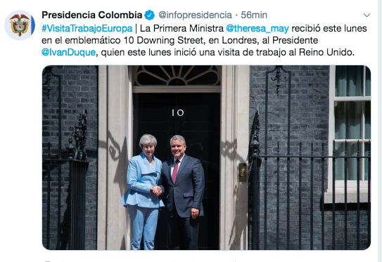 Presidente Duque visita a Theresa May.