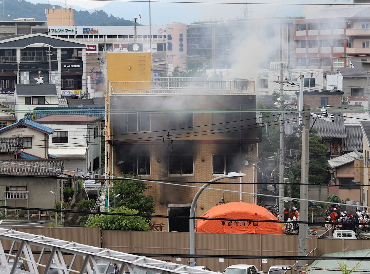 Imagen del lugar del incendio en Japón.