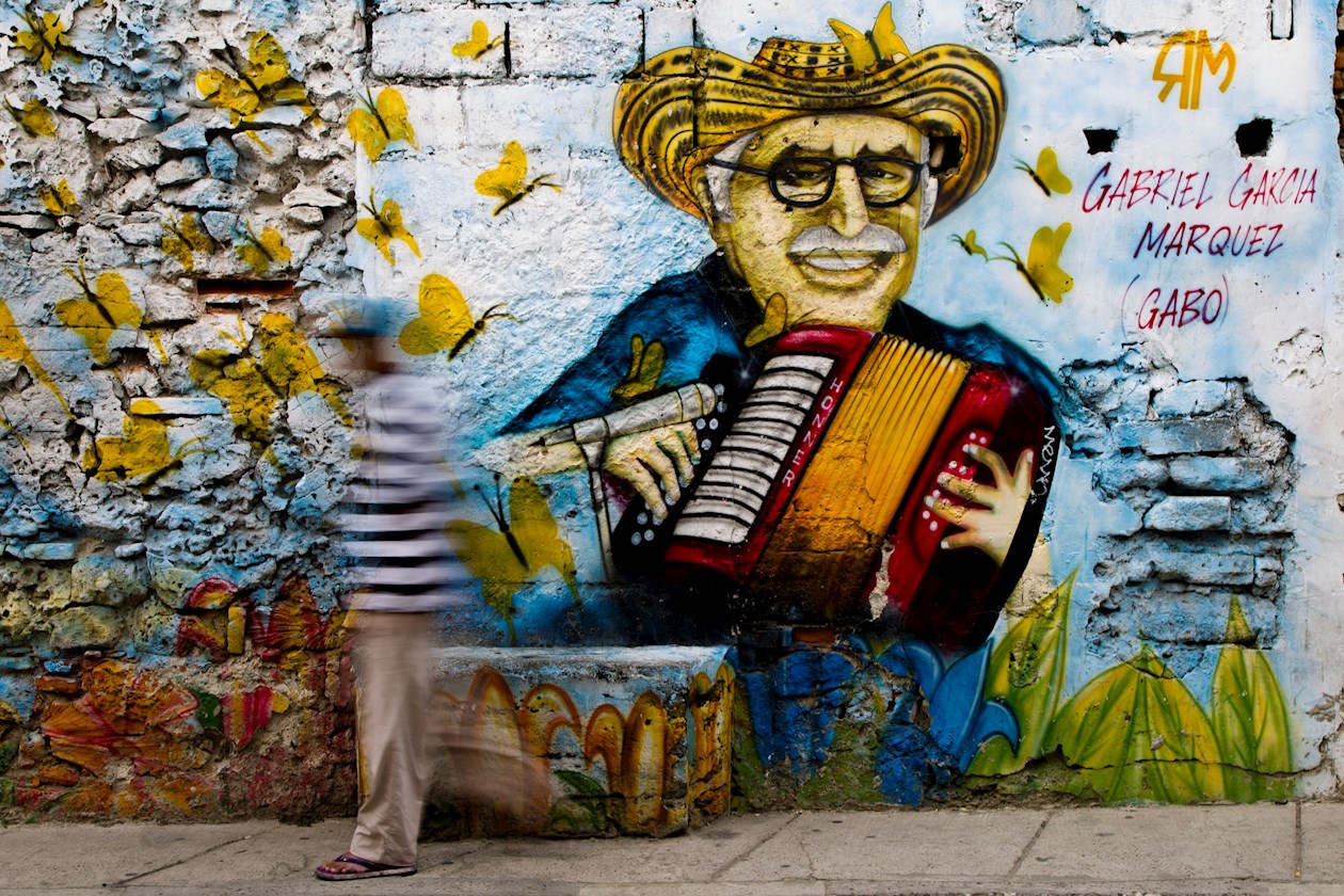 Mural en honor al premio Nobel de Literatura colombiano Gabriel García Márquez en el barrio Getsemaní,