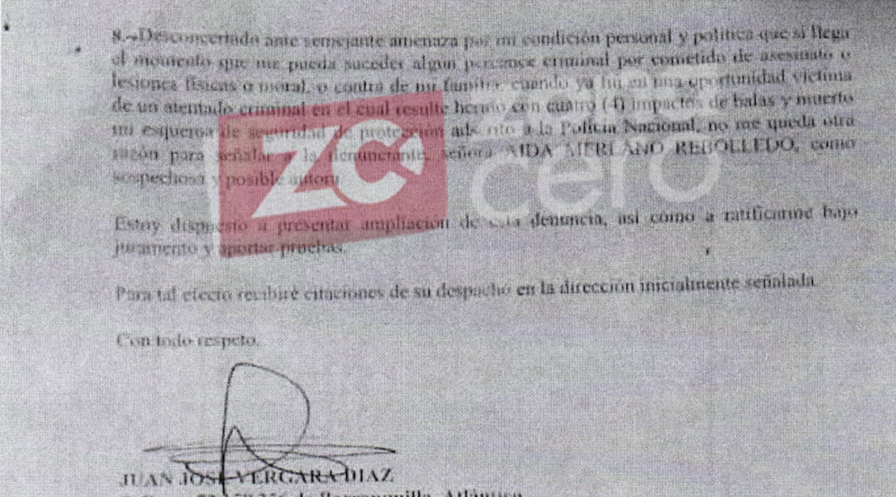 Advertencia del Concejal Juan José Vergara responsabilizando a Aida Merlano.