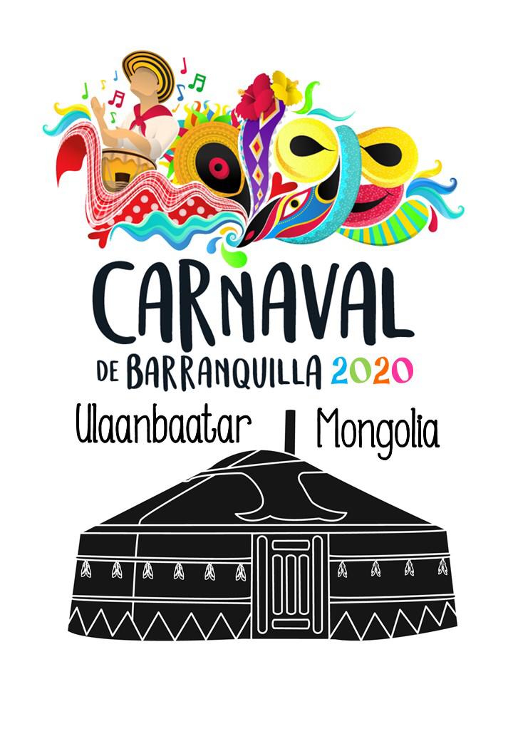 La imagen del primer Carnaval de Barranquilla en Mongolia, usada en las camisetas de los colombianos.