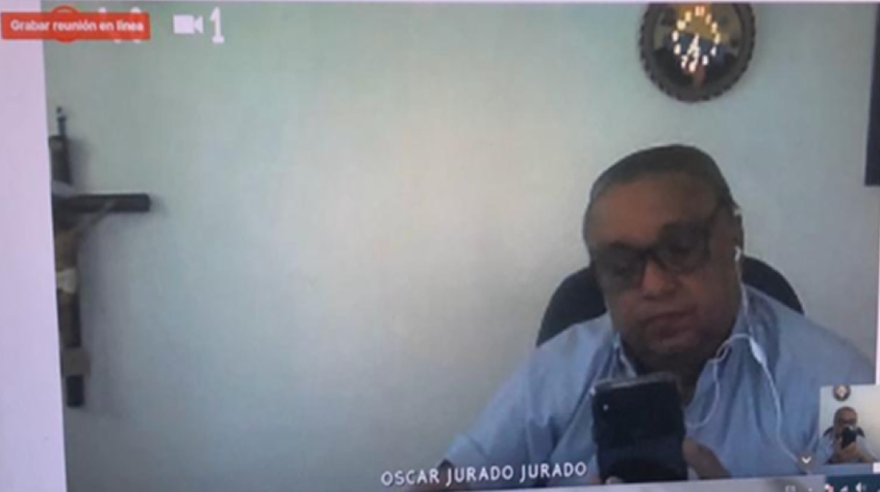 Oscar Jurado, representante de víctimas, en la audiencia virtual de este lunes.