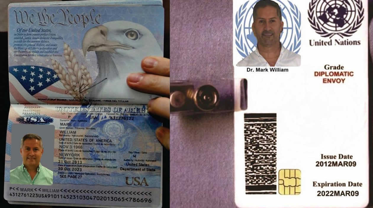 Los falsos documentos enviados como misionero de la ONU.