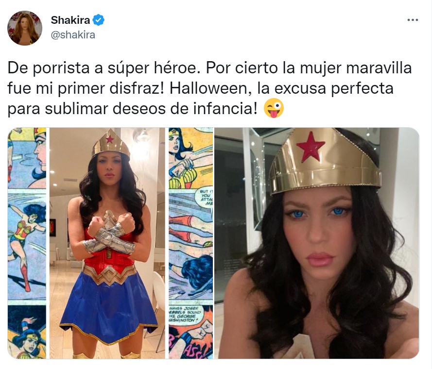 Shakira disfrazada de la Mujer Maravilla.