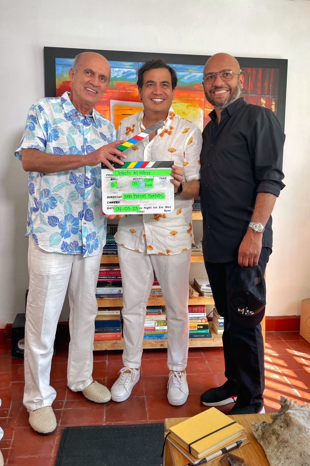 Jairo Camargo, Juan Manuel Buelvas y Ramsés Ramos, durante las grabaciones en Barranquilla.