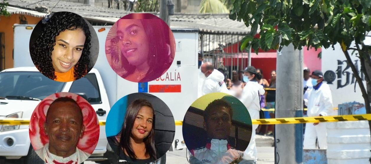 Las cinco víctimas de la masacre en el barrio Villanueva de Barranquilla. 