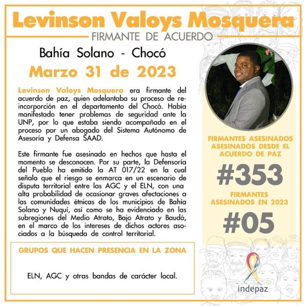 Levinson Valoys Mosquera, asesinado