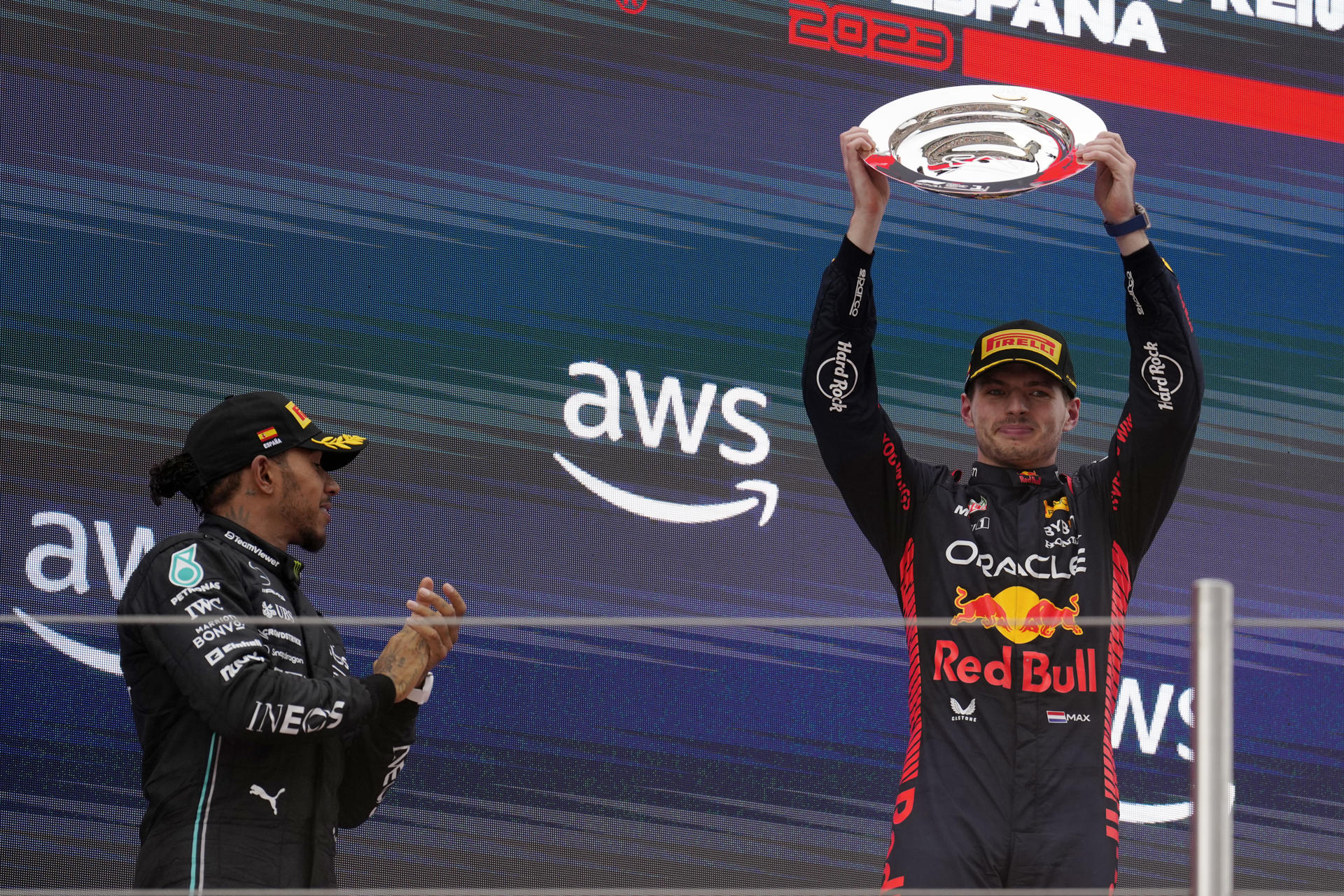 Max Verstappen en el podio.