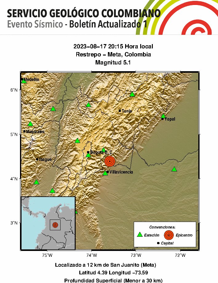 Nuevo temblor en Colombia
