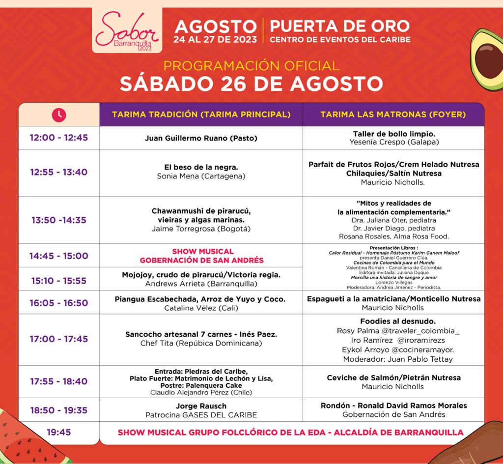 Esta es la programación de Sabor Barranquilla para hoy sábado