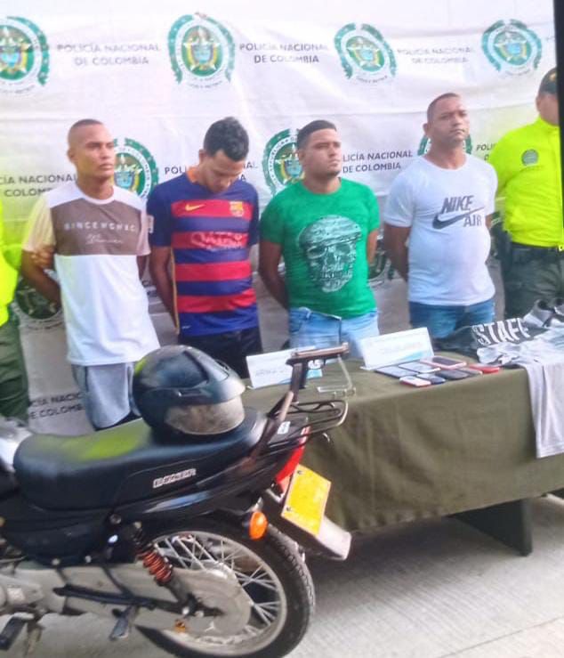 Cuatro capturados por la Policía Metropolitana de Barranquilla.
