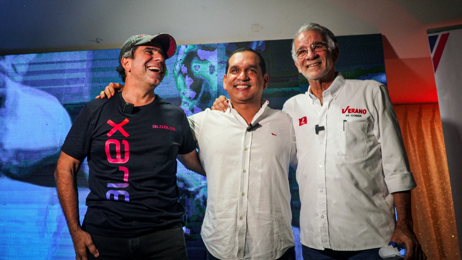 Candidato a la Alcaldía de Barranquilla, Alex Char, Santiago Arias, candidato al Concejo, y Eduardo Verano, candidato a la Gobernación del Atlántico.