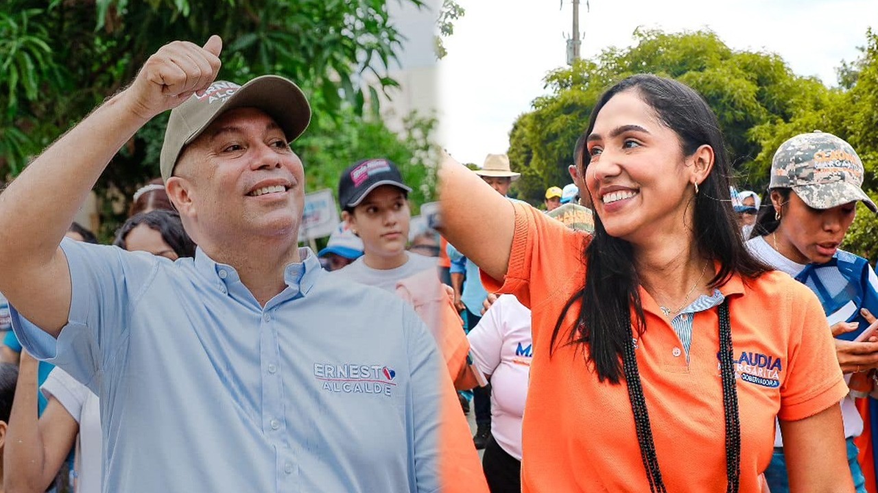 El candidato a la Alcaldía de Valledupar, Ernesto Orozco y la candidata a la Gobernación del Cesar, Claudia Zuleta.