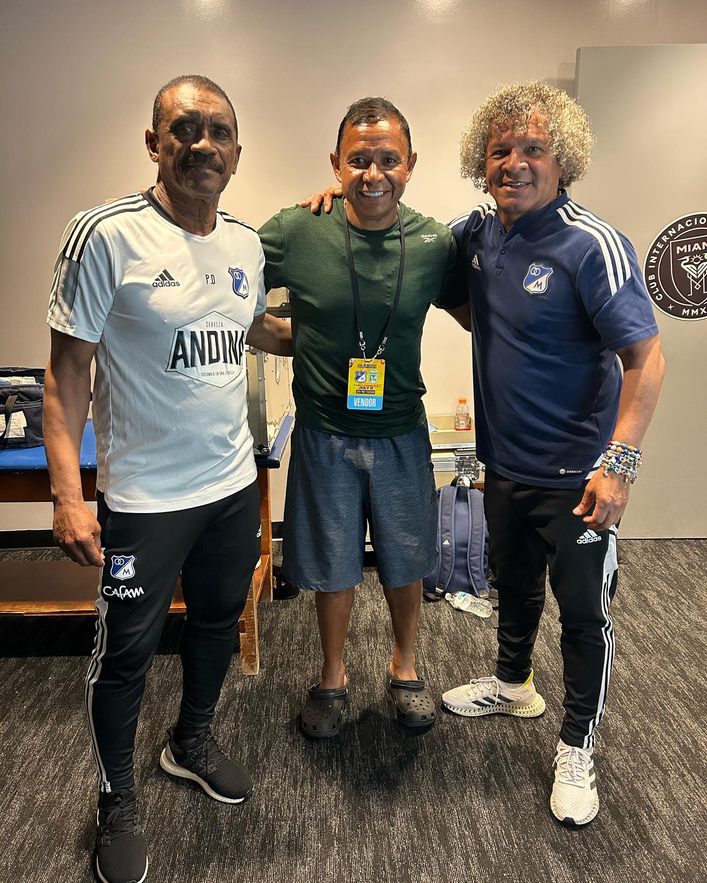 Con Arnoldo Iguarán y Alberto Gamero, técnico de Millonarios. 