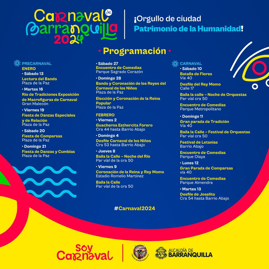 Programación del Carnaval de Barranquilla 2024.