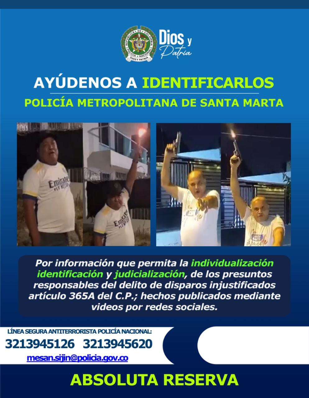 Comunicado entregado por la Policía Metropolitana de Santa Marta.