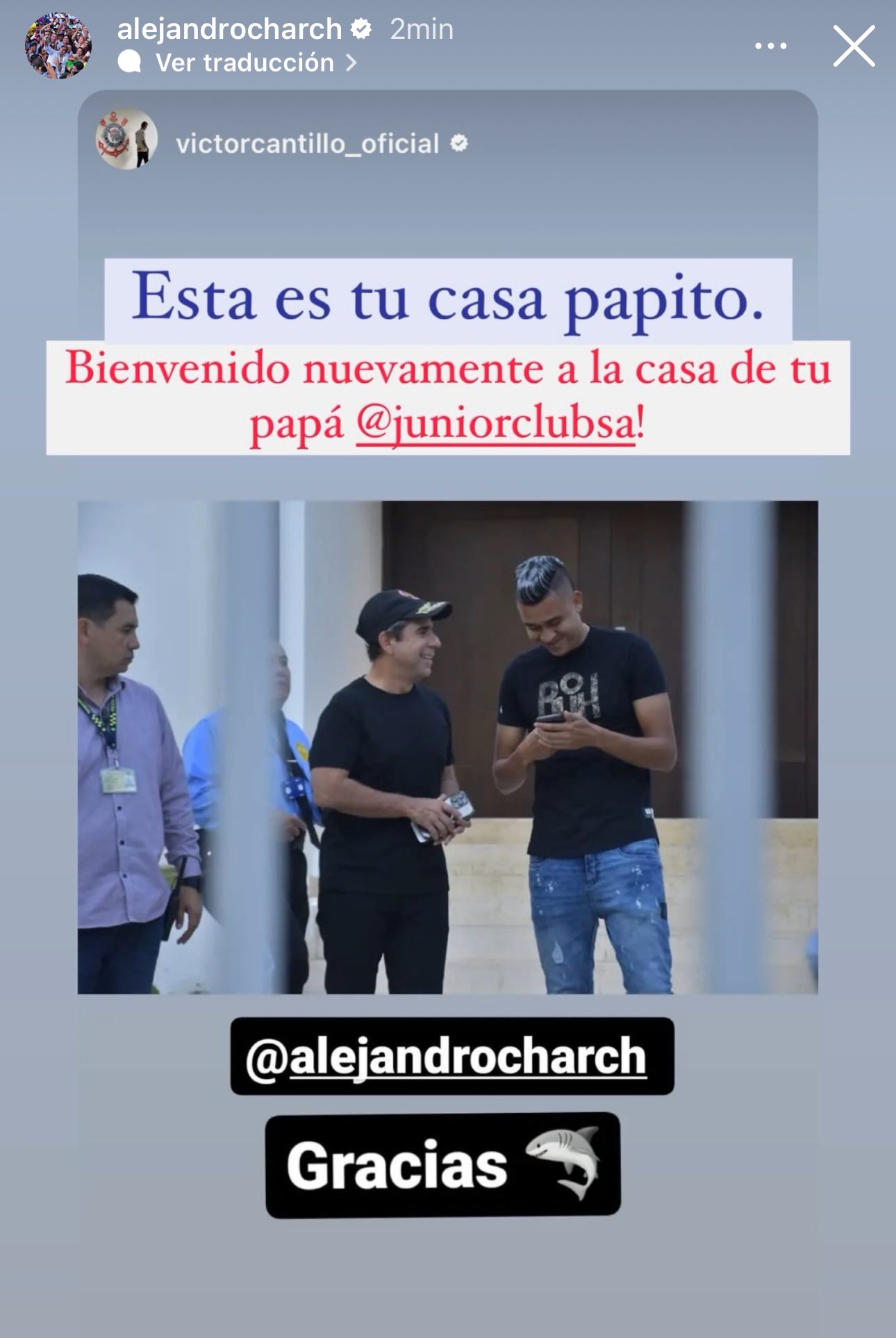 Estado de instagram de Alejandro Char. 
