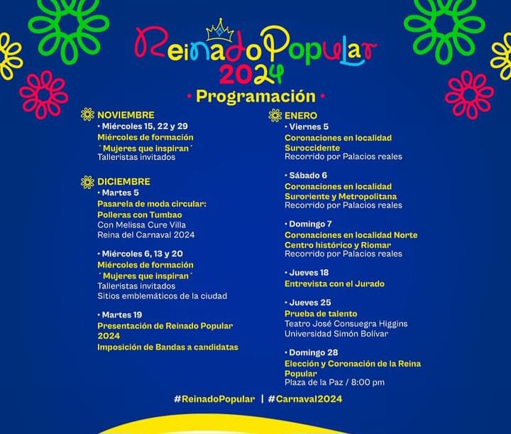 Cronograma del Carnaval de Barranquilla 2024