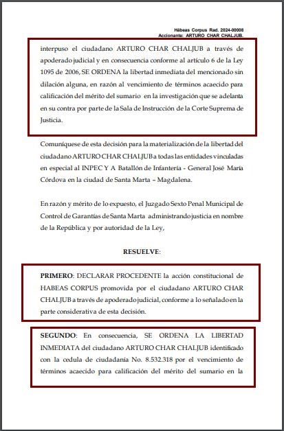 El fallo del juez sexto penal municipal de Santa Marta.
