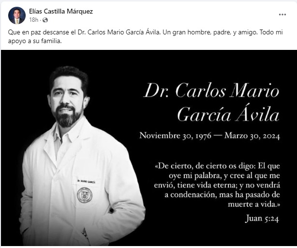 Despedida en redes a Carlos Mario García.