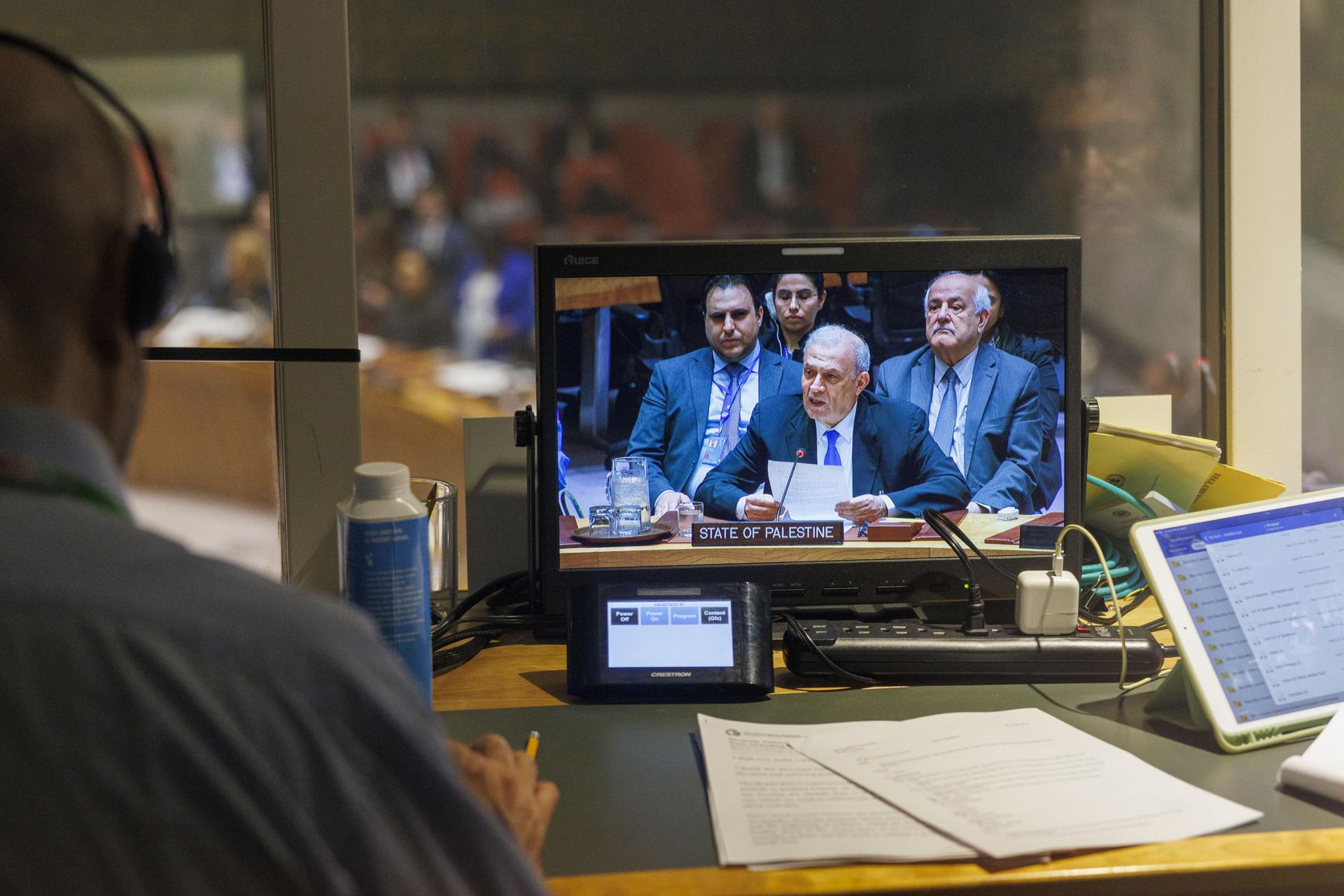 El representante de la Autoridad Palestina enviado este jueves a la ONU, Ziad Abu Amr.