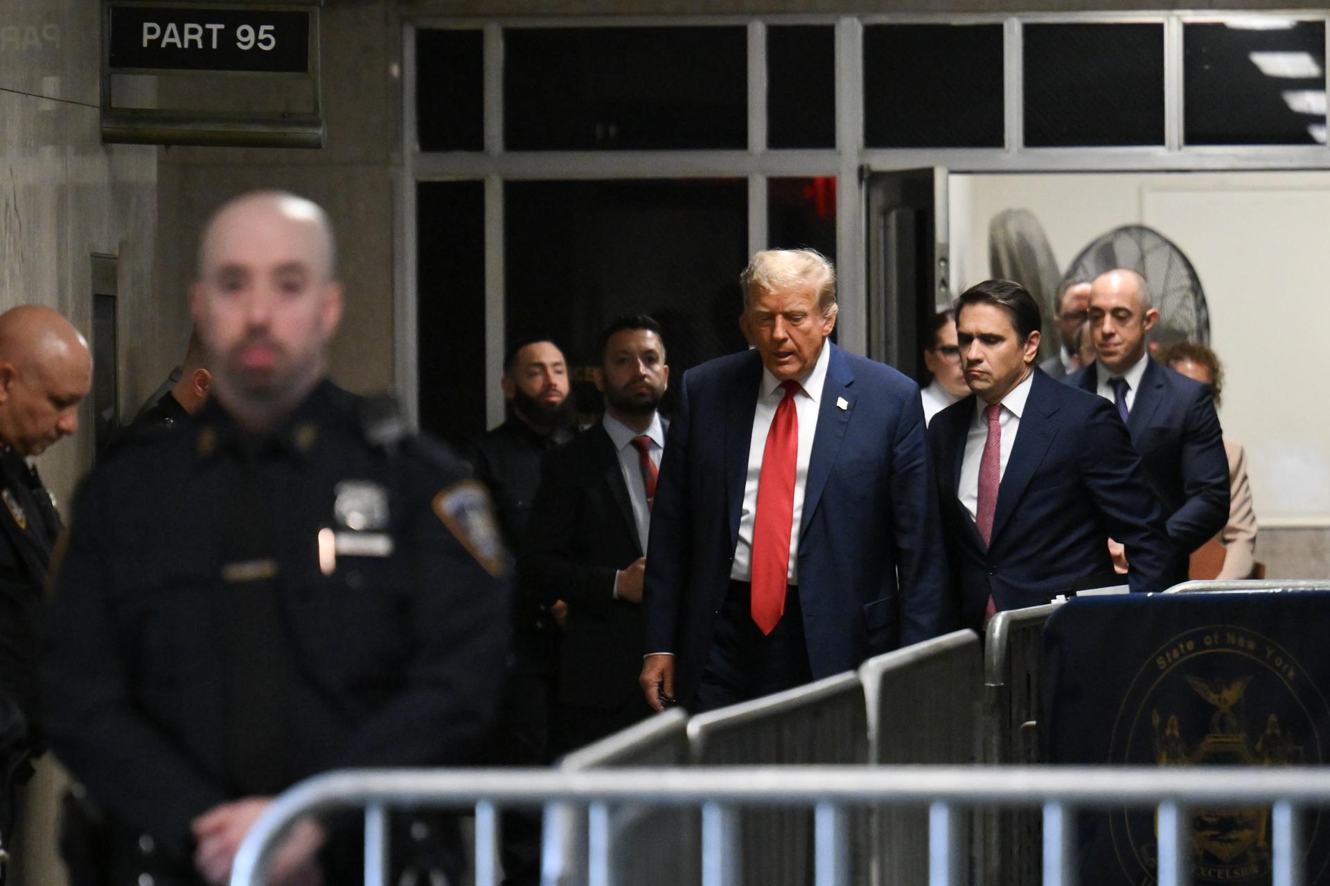 Donald Trump llegando a su juicio. 