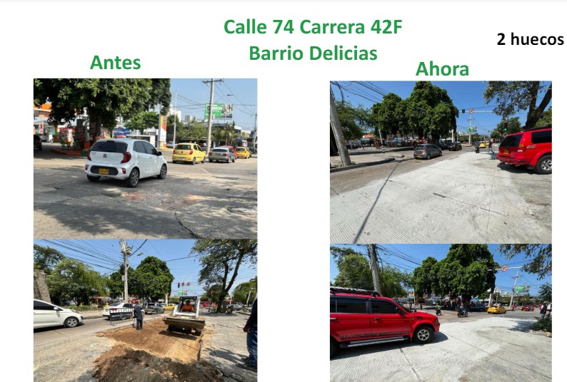 El tramo del barrio Delicias, calle 74 con carrera 42F.