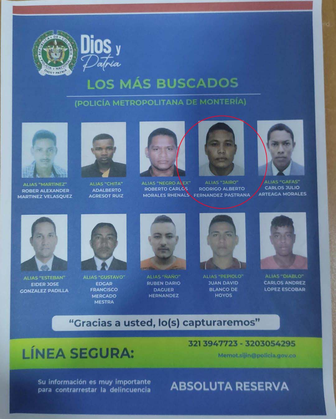 Alias 'Jairo', uno de los más buscados en Montería