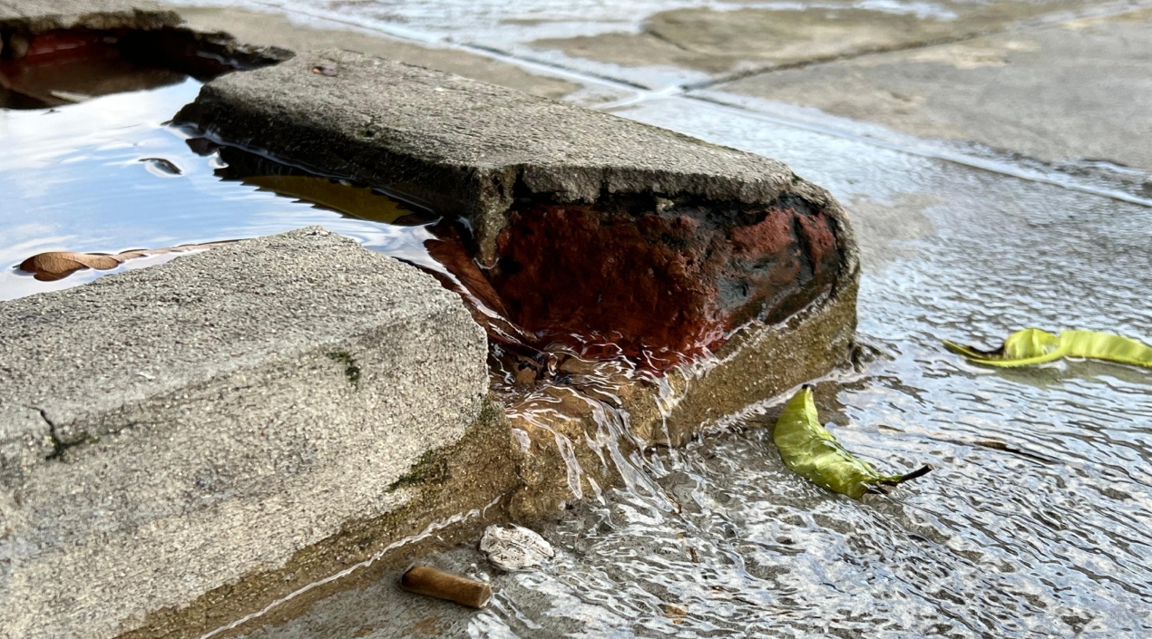 Fuga de agua en el barrio Los Andes. 