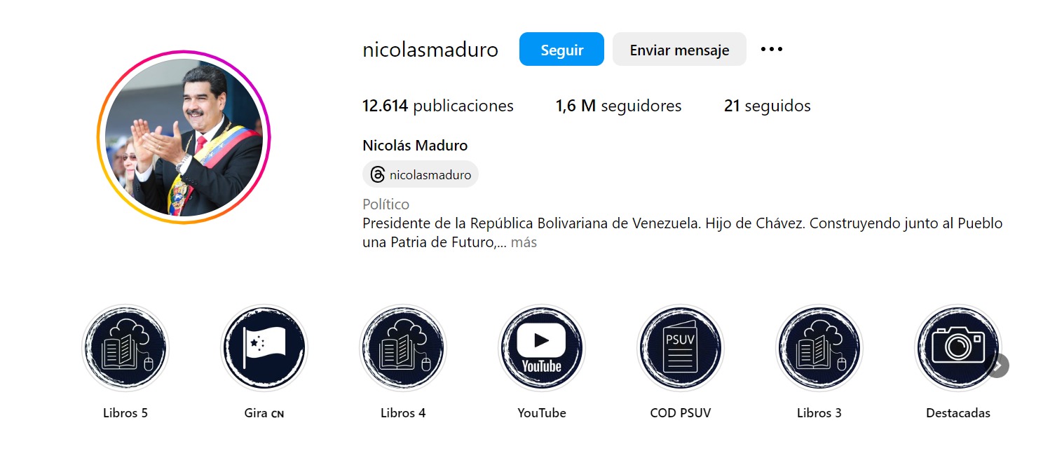 Cuenta de Instagram de Maduro.