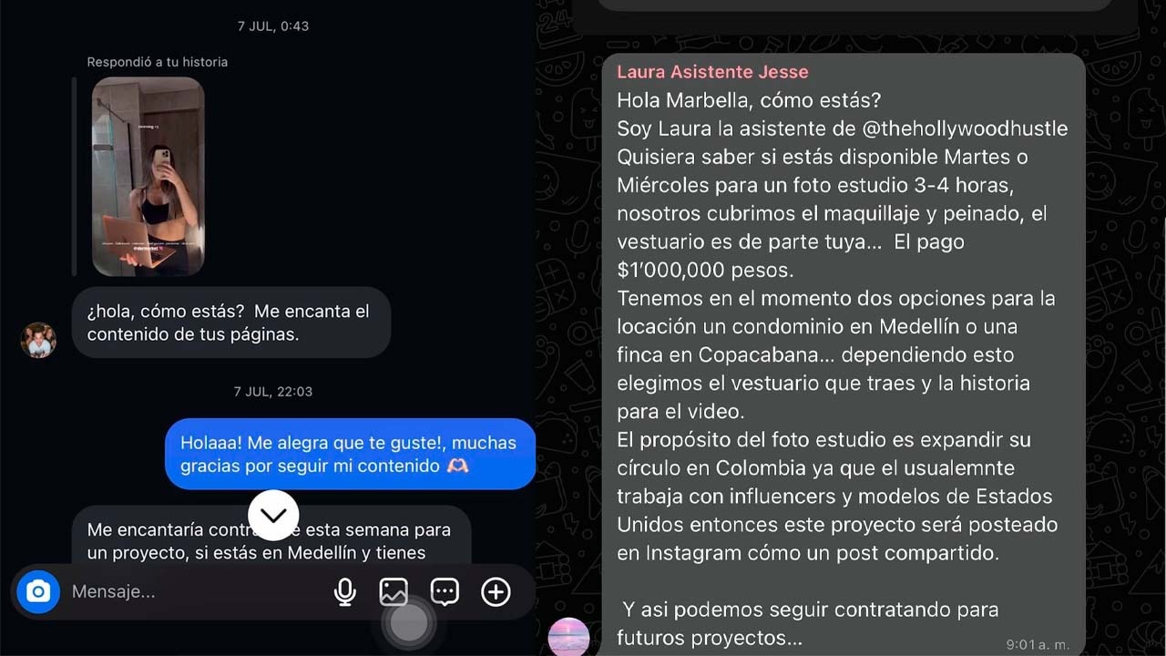 Capturas de pantalla de conversaciones. 