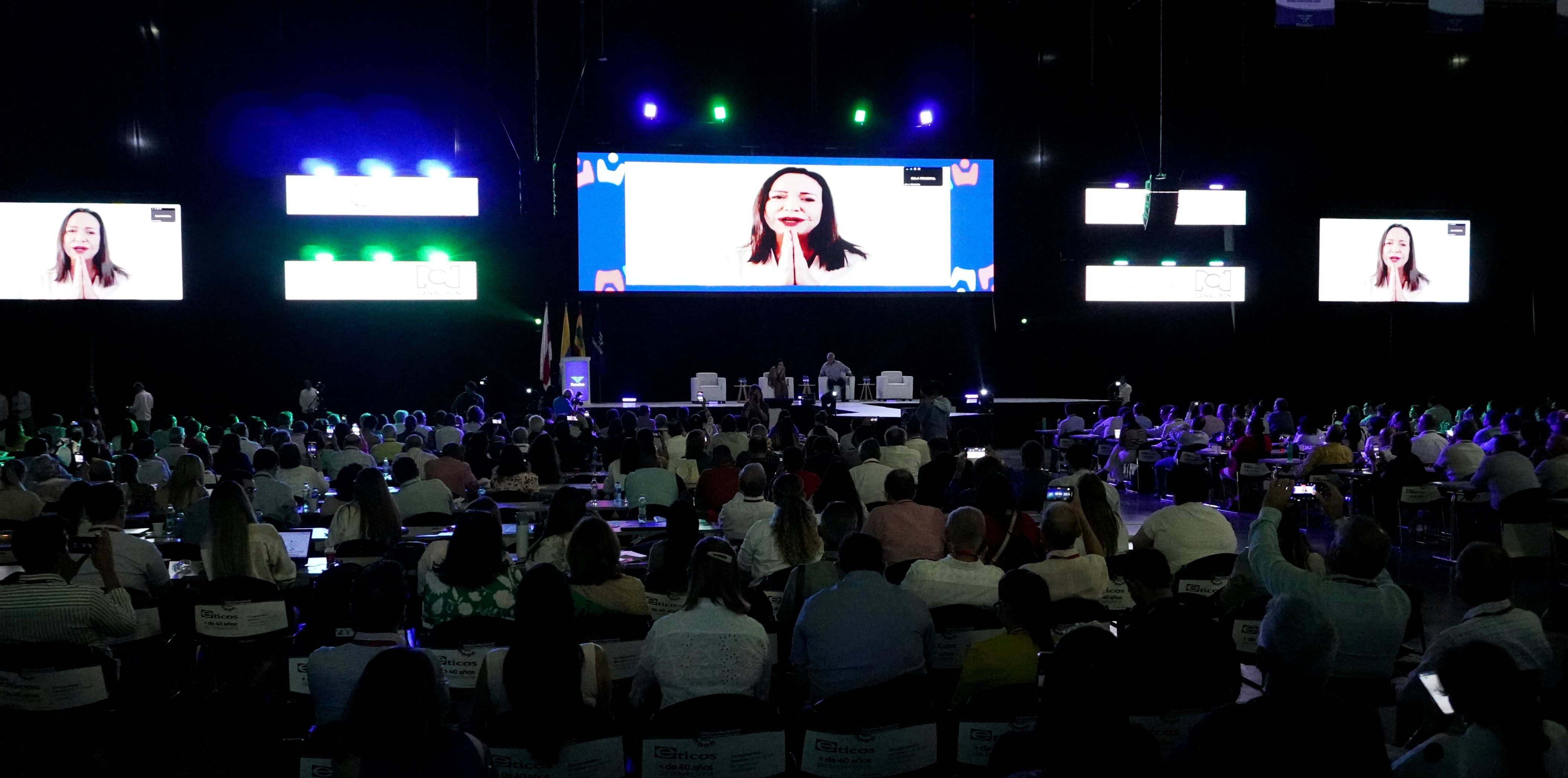 María Corina Machado durante el Congreso de Fenalco