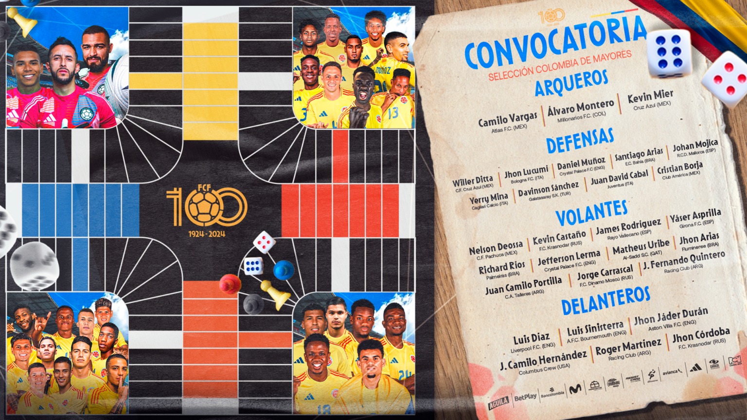 Convocatoria completa de la Selección Colombia.