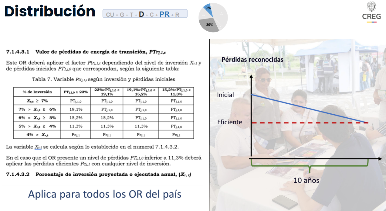 Gráfico sobre las pérdidas reconocidas y eficientes con su aplicabilidad