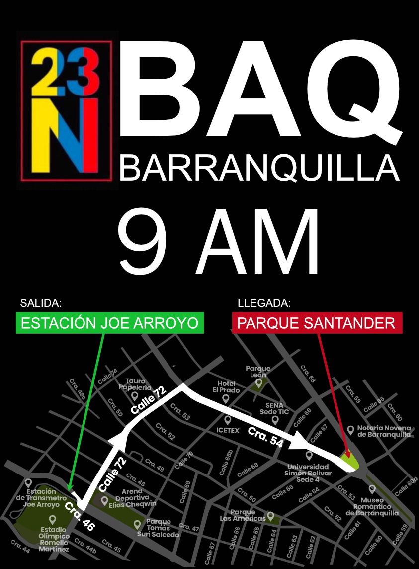 Recorrido de la marcha en Barranquilla.