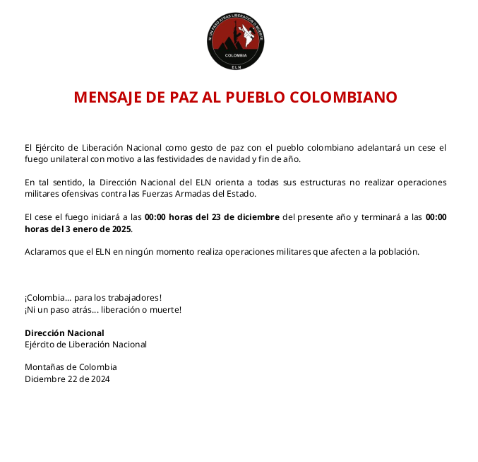 Comunicado del ELN